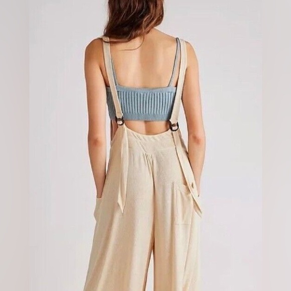 Free People Beach Wide Leg Overalls With Waist Tie Chocolate Brown NWT - Picture 6 of 12